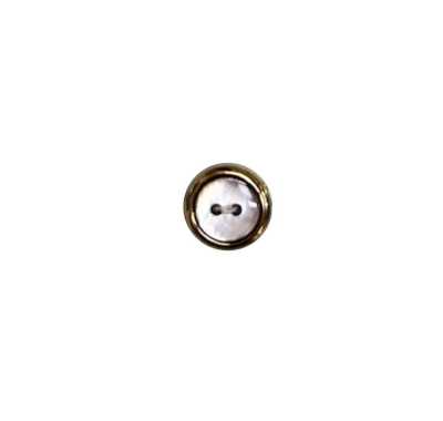 AB50G 2-hole Metal-rimmed Black Mother-of-pearl Shell Button