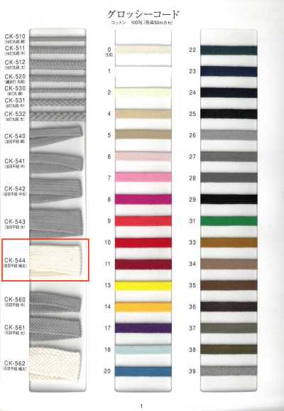 CK544 Glossy Cord Regular-Weave Flat Cord, Extra Thick