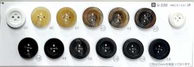 COR30 [Buffalo Horn Style] 4-Hole Button, Glossy, With Rim