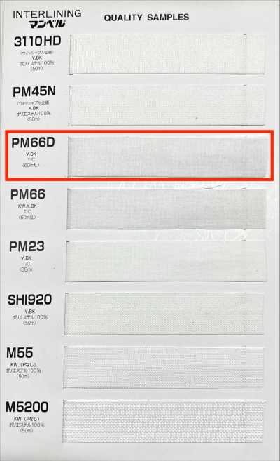 PM66D Inberu Series Fusible Interlining (Tape), Medium Soft Type