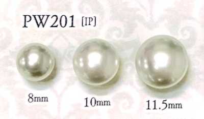 PW201 Pearl-effect Button, Square Shank, Domed Type