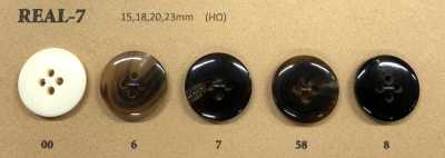 REAL-7 Simple Glossy Buffalo Horn 4-Hole Button