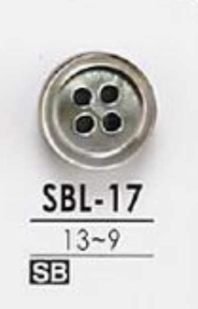 SBL17 Black Mother-of-pearl Shell 4-hole Button Colorless