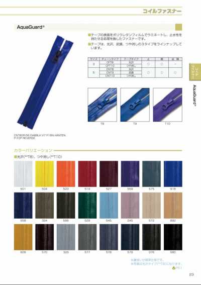 5CNT10MR AquaGuard® Water Repellent Zipper Size 5 Matte Type Two Way Separator