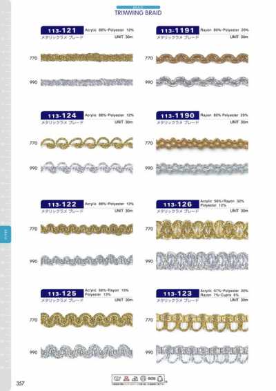 113-122 Metallic Lame Braid, Approx. 8 Mm