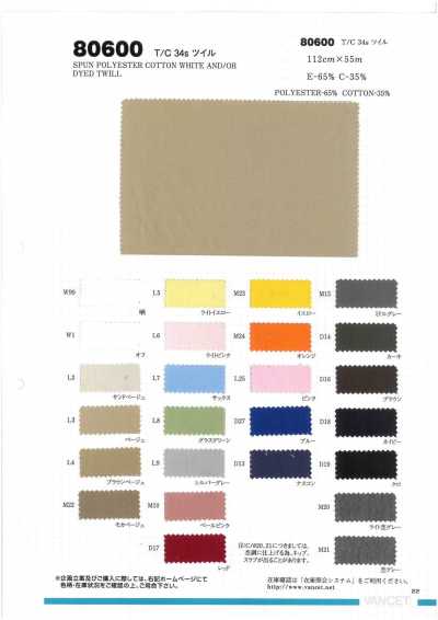 80600 T/C 34s Twill