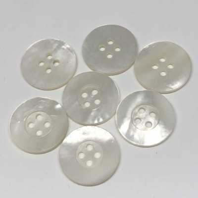 White Mother-of-pearl 4-hole Shell Button, Matte