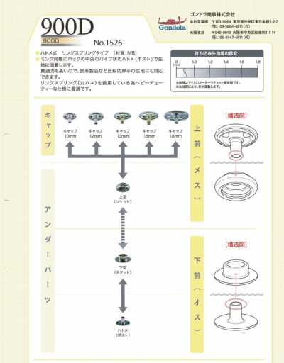 1526 B/C 900D Press Fastener Under Part Spring/Stud Set