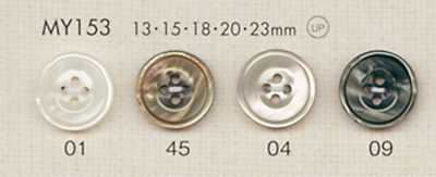 MY153 DAIYA BUTTONS Rimmed Four-Hole Shell-Look Polyester Button
