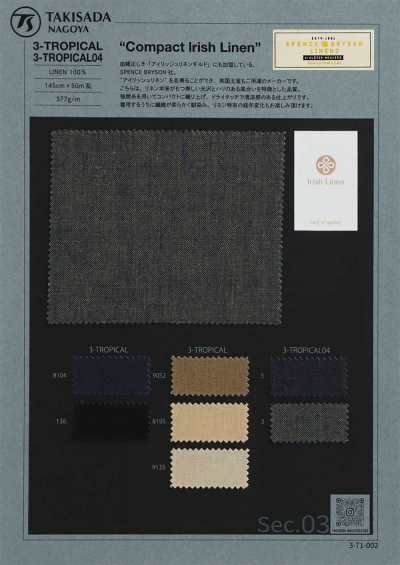 3-TROPICAL SPENCE BRYSON COMPACT IRISH LINEN IRISH LINEN Irish Linen Linen Tropical High-twist Yarn Compact Linen