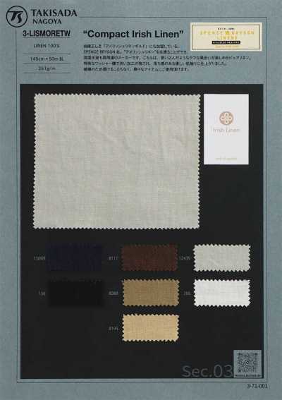 3-LISMORETW SPENCE BRYSON (Spence Bryson) IRISH LINEN WASHED IRISH LINEN Irish Linen Washed Finish Linen Twill