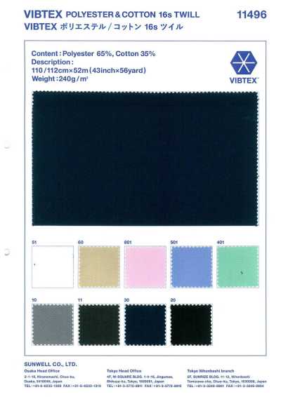 11496 VIBTEX Polyester/Cotton 16s Twill
