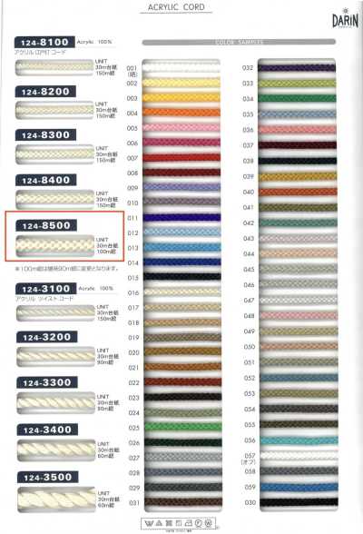Acrylic Edo-uchi Cord, Round Cord