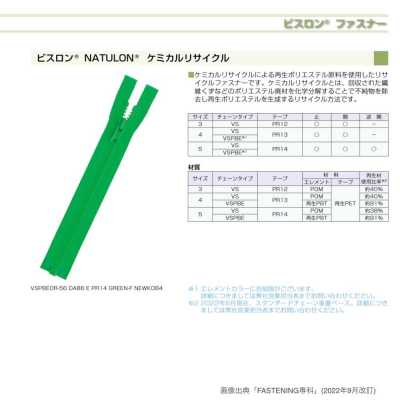 5VSPBEMR-PR14 Vislon® NATULON® Recycled Zipper Size 5 Two Way Separator