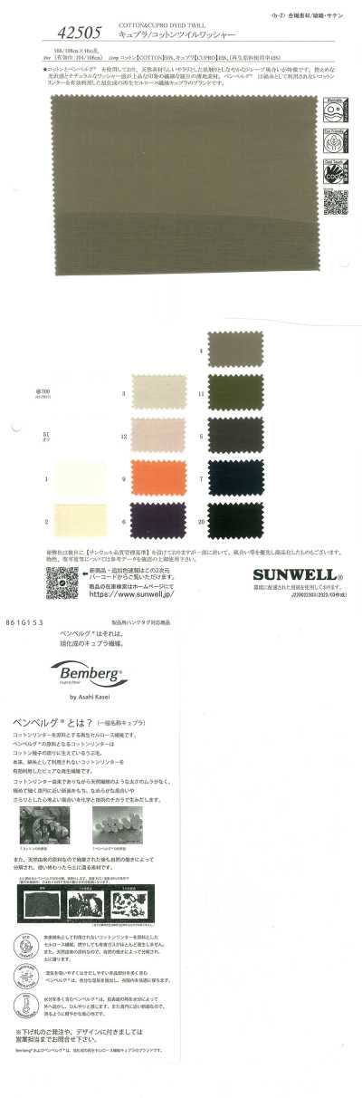 42505 Cupro/Cotton Twill Washer Finish