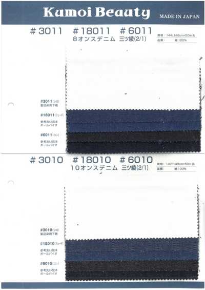 3011 8 Oz Denim, Three-twill Weave (2/1)