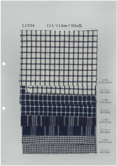 L1334 Cotton Linen Indigo Check 5 Oz