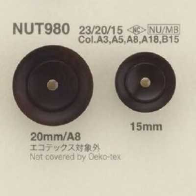 NUT980 Brass/Nut Circular Ring Shank Button