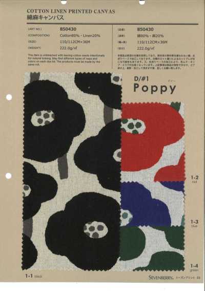 850430 SEVENBERRY® Cotton Linen Canvas Poppy