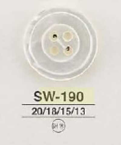 SW190 White Mother-of-pearl 4-hole Button