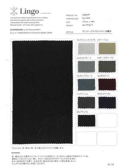 LIG6279 Vintage Nylon Twill C0 Water-Repellent