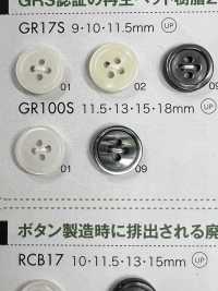 GR100S GRS Certified 25% Recycled PET Resin Button With Rim, 4 Holes DAIYA BUTTON(DAIYA BUTTON) Sub Photo