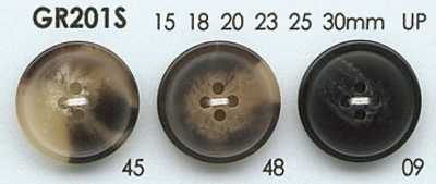 GR201S GRS Certified Button, 25% Recycled PET Resin Blend, Rimmed, 4-Hole