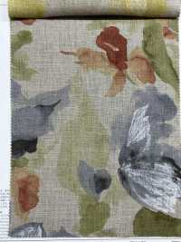 7025-710-1 Linen Loomstate(Watercolor Floral Pattern)[Textile / Fabric] HOKKOH Sub Photo