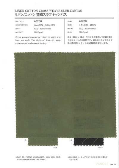 46700 Linen/Cotton Woven Slub Canvas