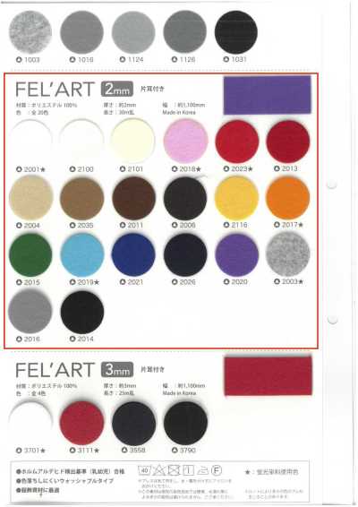 Felart, 2mm Thick, With One Selvedge