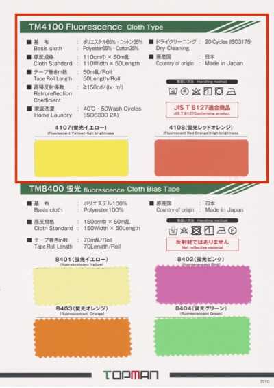 Fluorescent Reflective Layered Tricot Piping, Cored Reflective Tape