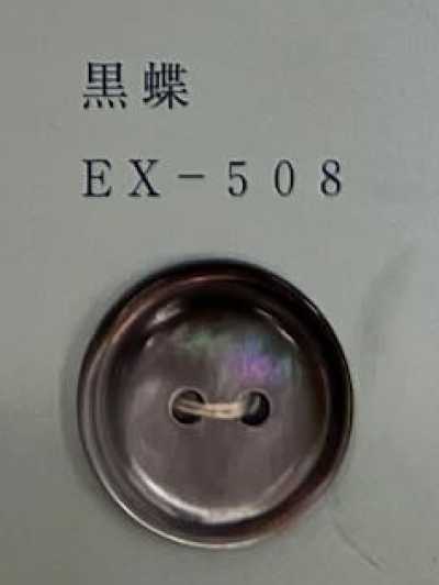 EX508 2-hole Rimmed Black Butterfly Shell Button