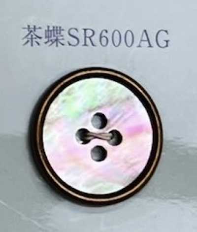 SR600AG 4-hole Rimmed Brown Shell Button