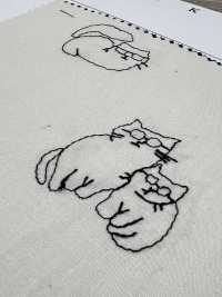 1025-1236-1 200-strand Broadcloth Embroidery, Glasses Cat[Textile / Fabric] HOKKOH Sub Photo