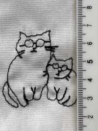 1025-1236-1 200-strand Broadcloth Embroidery, Glasses Cat[Textile / Fabric] HOKKOH Sub Photo