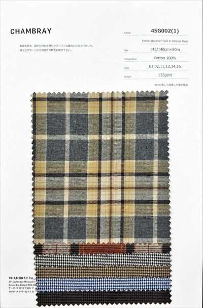 4SG002(1) Checked Cotton Brushed Twill