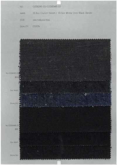13.5oz White Core Black Denim