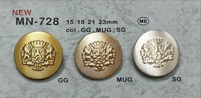 MN-728 Emblem Metal Button, Shank Back, Rimless