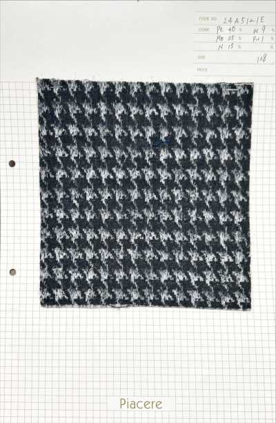 24A5121E Houndstooth-Pattern Mohair Shaggy Jacquard