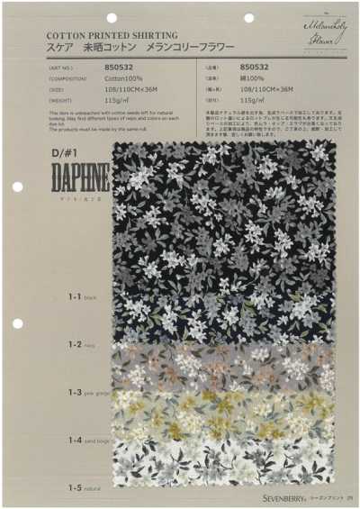 850532 SEVENBERRY® Lawn Unbleached Cotton Melancholy Flower Daphne/Daphne