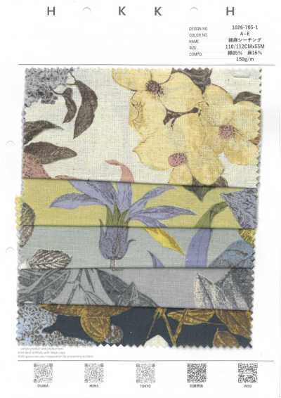 1026-705-1 Cotton Linen Sheeting Etched Flower