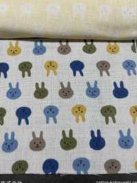 KTS3217 Double Gauze Rabbit Print[Textile / Fabric] Cotton Kobayashi Sub Photo