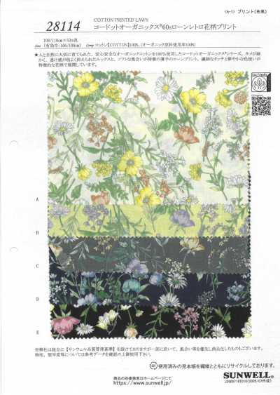 28114 Cordot Organics® 60s Lawn Retro Floral Print