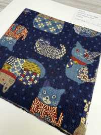 83074 Uneven Thread Cloth Old-fashioned Gold Cat Kasuri[Textile / Fabric] VANCET Sub Photo