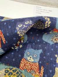 83074 Uneven Thread Cloth Old-fashioned Gold Cat Kasuri[Textile / Fabric] VANCET Sub Photo