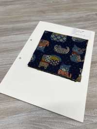 83074 Uneven Thread Cloth Old-fashioned Gold Cat Kasuri[Textile / Fabric] VANCET Sub Photo