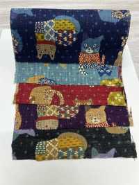83074 Uneven Thread Cloth Old-fashioned Gold Cat Kasuri[Textile / Fabric] VANCET Sub Photo