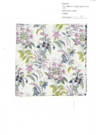 850574 SEVENBERRY® Lawn Unbleached Cotton SOLEIL BLUE / Bell Garden