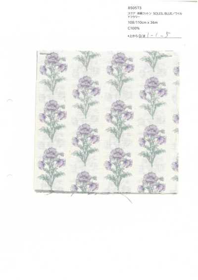 850573 SEVENBERRY® Lawn Unbleached Cotton SOLEIL BLUE / Wildflower
