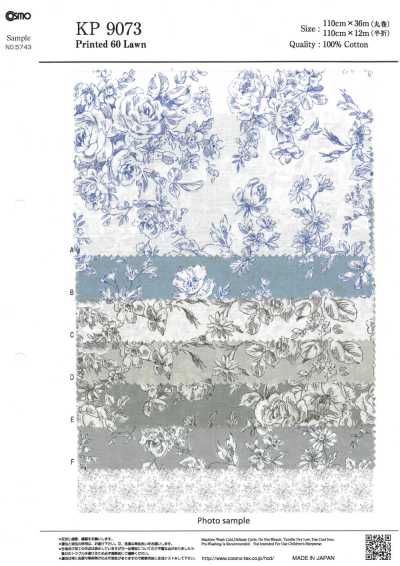 KP9073-DR Hand-drawn-style Floral Print Lawn (Half-fold)